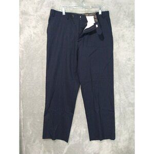 Ralph Lauren Dress Pants Mens 36x30 Black Pinstripe Wool Straight Leg Flat Front